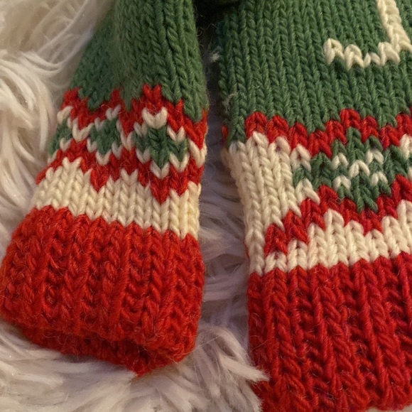 Holiday Gift Wrap Knit ‘JOY’ Sweater & Hat Bottle Topper 💗 Green & Red - Picture 8 of 13